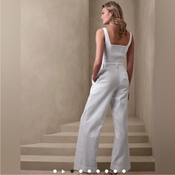 NWT! Banana Republic White High-Rise Linen Blend Pant - Multiple Sizes - Picture 2 of 4